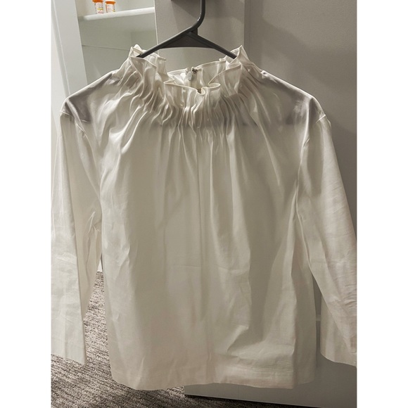 Nordstrom Tops - Like New Nordstrom Halogen white ruffle neck statement blouse, Large